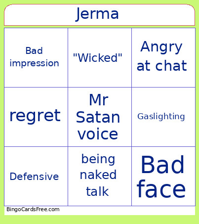 Jerma Bingo Card