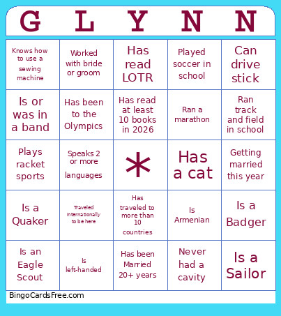 Jessi & Ryan Bingo Card