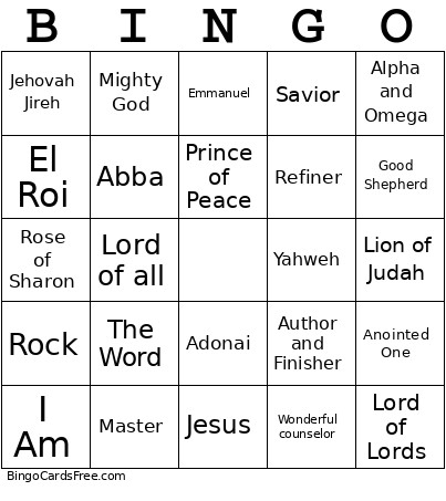 Jesus Bingo Card
