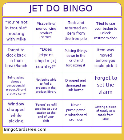 JET DO Bingo Card