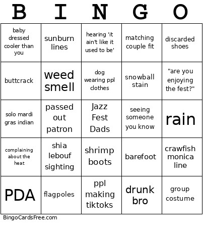 JF2026 Bingo Card