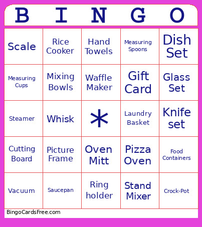 Jill Shower Bingo Card