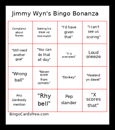 Jimmy Wyn's Bonanza Bingo Card 2