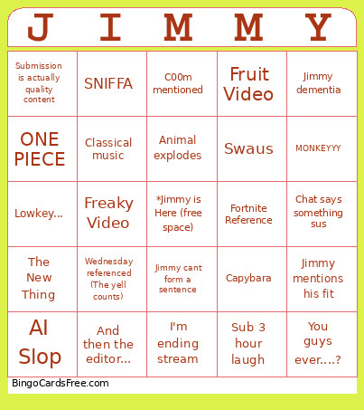 JimmyHere YLYL Bingo Cards