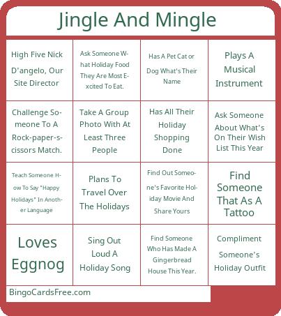 Jingle And Mingle Bingo