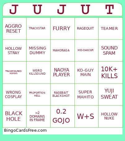 Jjs Bingo Card