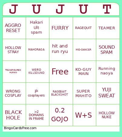 JJS Bingo Card