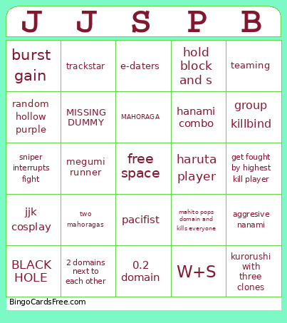 JJS Cancer Bingo Card