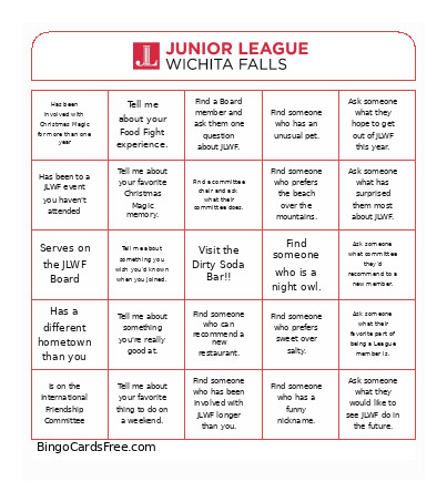 JLWF August GMM Bingo Card