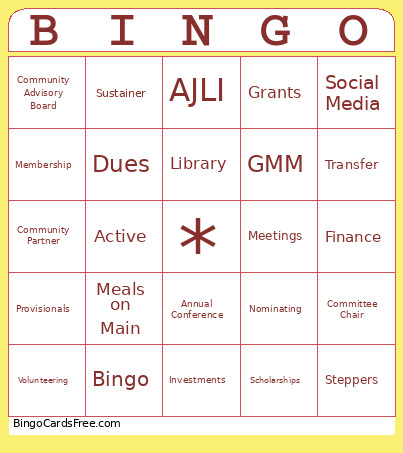 JLWOS Bingo Card