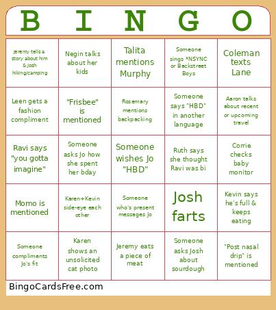 Jo’s 35th Birthday - Friends Bingo