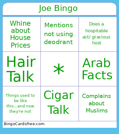 Joe Bingo Card