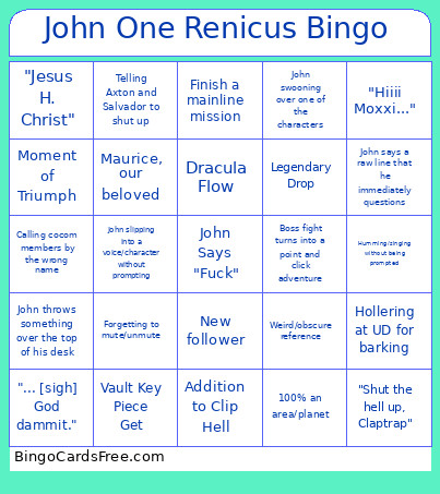 John One Renicus Bingo Card