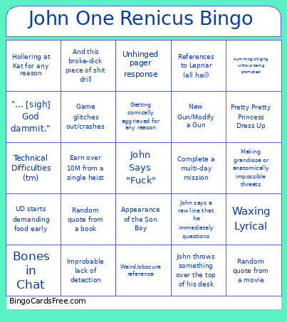 John One Renicus Bingo Card