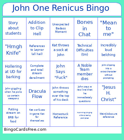 John One Renicus Bingo Card