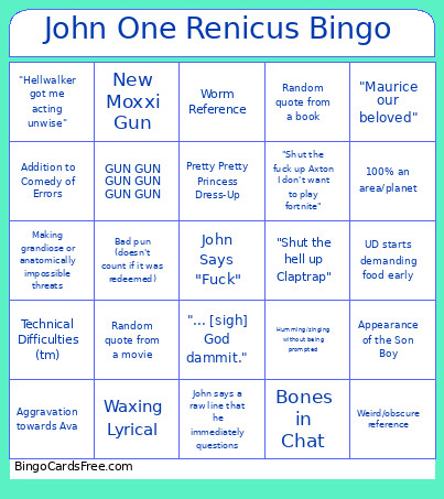 John One Renicus Bingo Card
