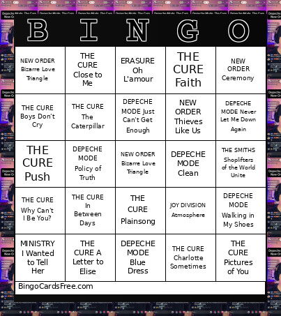 Johnny Dharma Thursdays Bingo Card