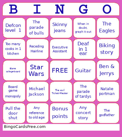 Jones Bingo Card