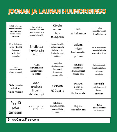 JOONAN JA LAURAN HUUMORI Bingo Card