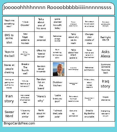 Jooooohhhhnnnn Roooobbbbbiiiiinnnnnssss Bingo Card