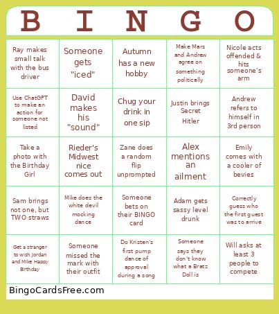 Jordan Bday Bingo
