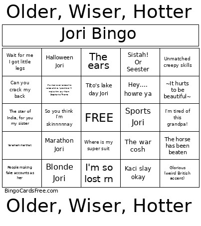 Jori Bingo Card