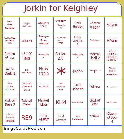 Jorkin For Keighley Bingo Card 2
