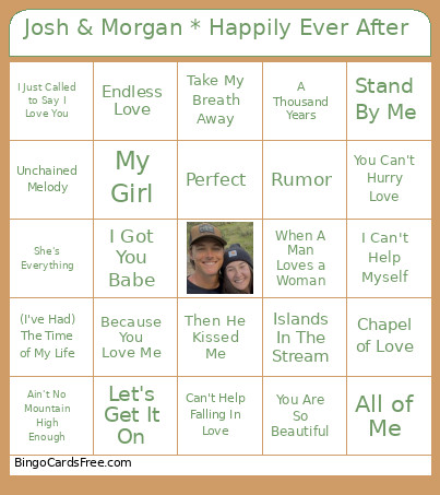 Josh & Morgan * Happily Ever After Bingo Card