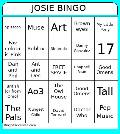 JOSIE Bingo Card