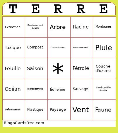 Jour De La Terre ÉIMS Bingo Card