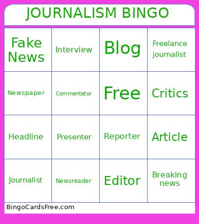 JOURNALISM BINGO