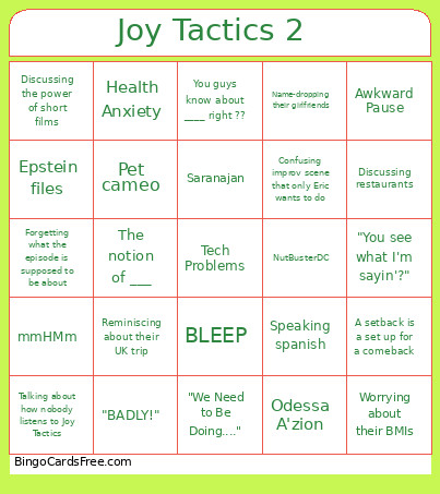 Joy Tactics 2 Bingo Card