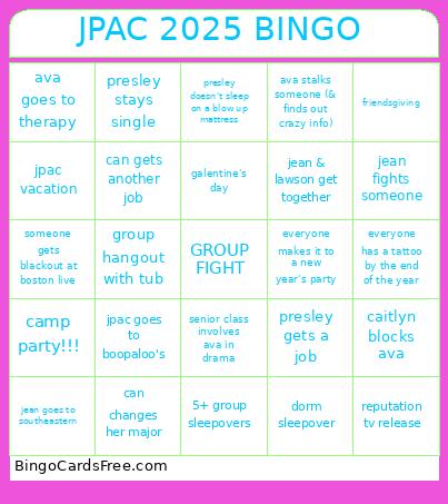 JPAC 2025 Bingo Card