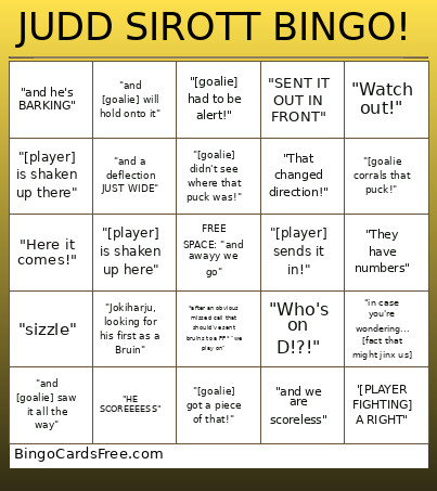 JUDD SIROTT ! Bingo Card