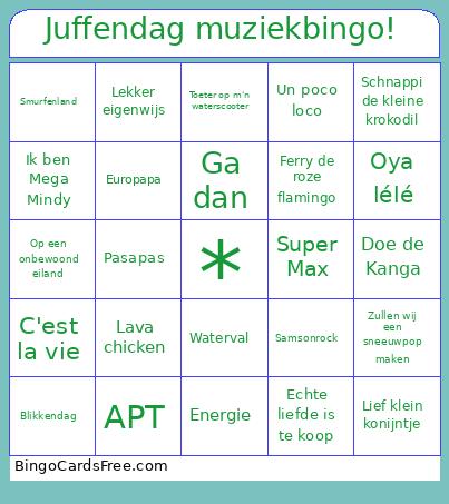Juffendag muziekbingo!
