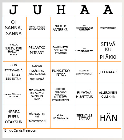 Juhaa Bingo Card
