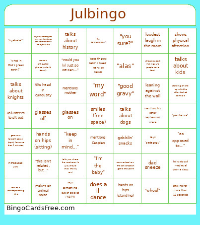 Jul Bingo Card