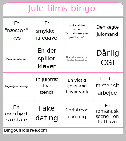 Jule Films Bingo Card