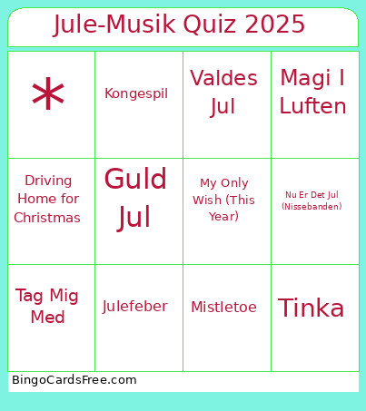 Jule-Musik Quiz 2025 Bingo Card