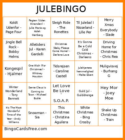 JULE Bingo Card
