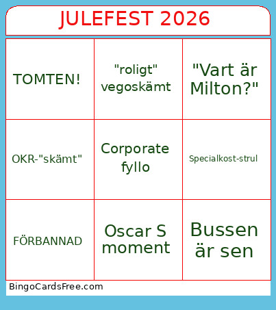 JULEFEST 2026 Bingo Card