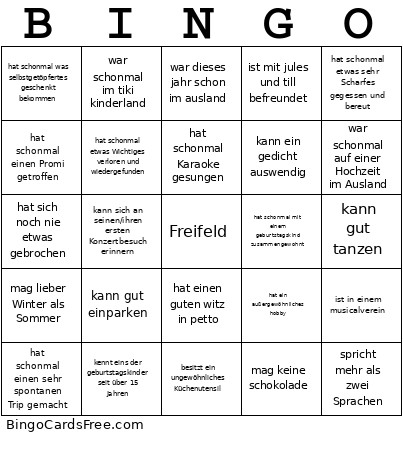 Jules' Und Till's Geburtstags Bingo Card