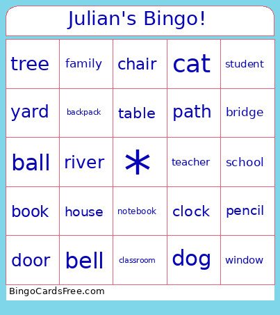 Julian's ! Bingo Card