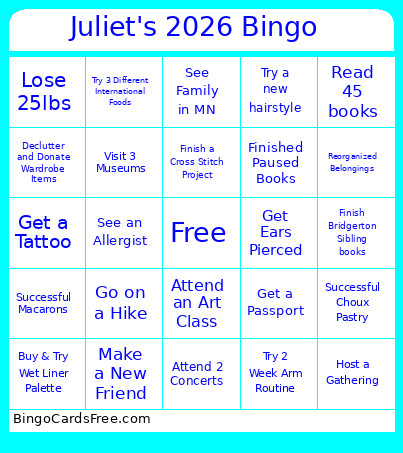 Juliet's 2026 Bingo Card