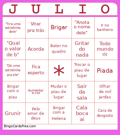 Julio Bingo Card