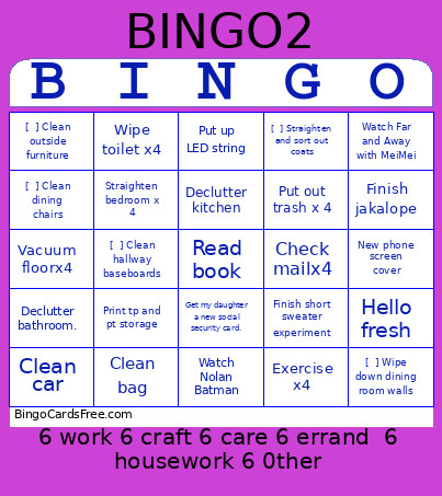 July 2026 Bingo Card