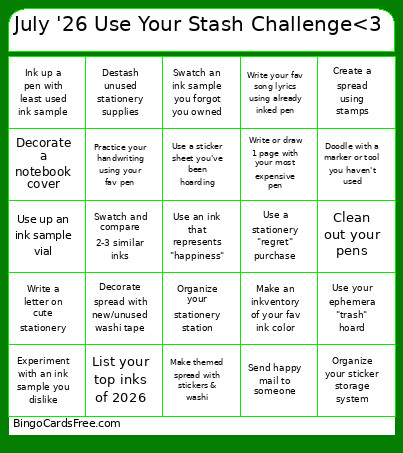 July '26 Use Your Stash Challenge<3 Bingo Card