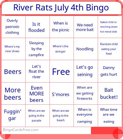 July 4th River Rats Bingo