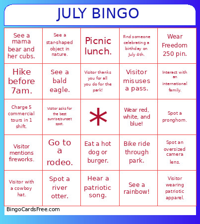 July Bingo Card