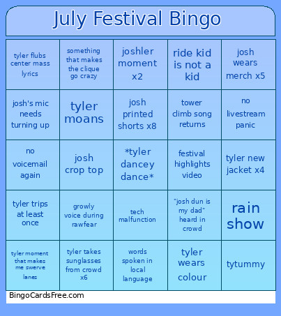 July Festival Bingo Card
